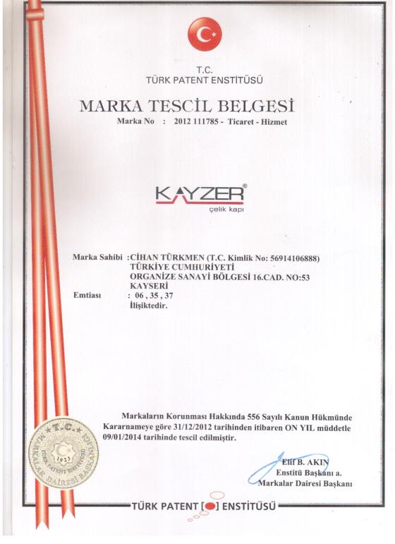 MARKA TESCİL BELGESİ